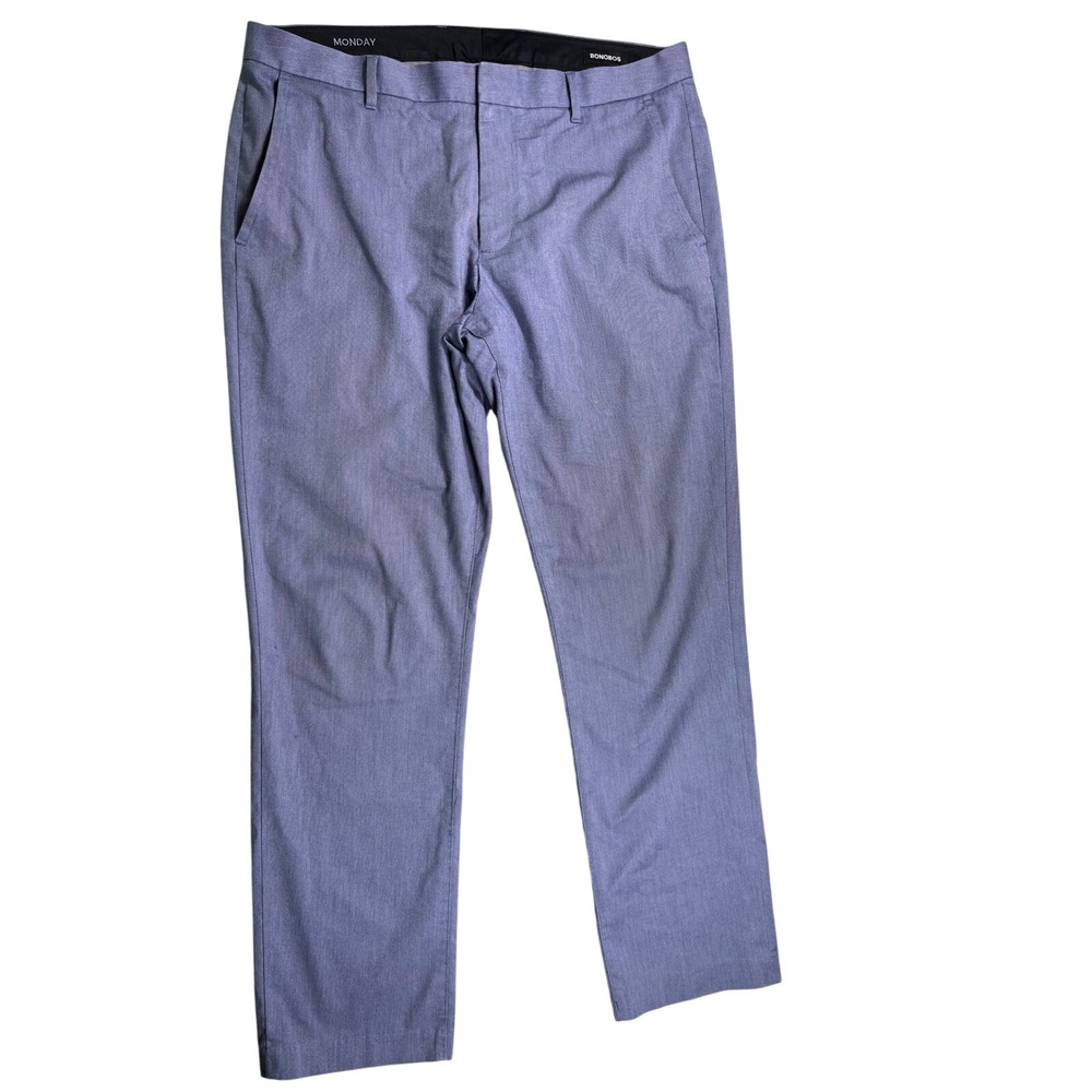 Bonobos Monday Slim Fit Dress‎ Pants Blue 36x32 Men's Flat Front
